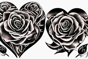 Rose in flames turning into burnt heart tattoo idea