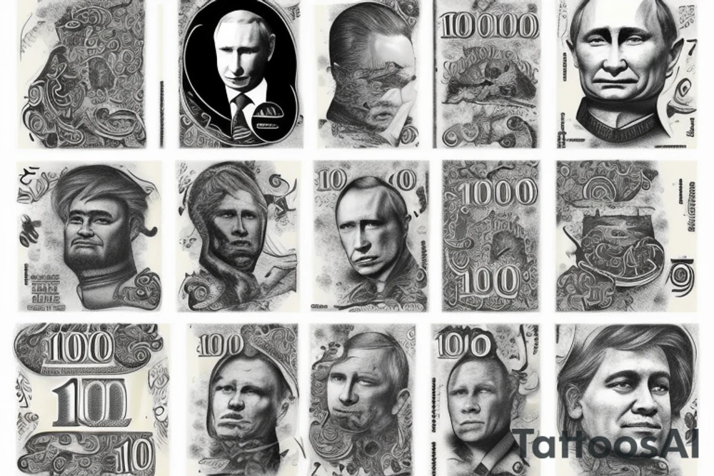 $100 note depicting vladimir putin tattoo idea