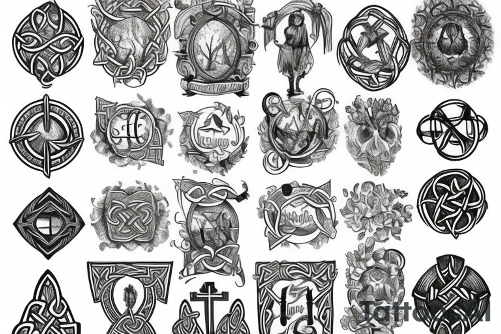 Irish themed Christian and Celtic symbolism tattoo idea