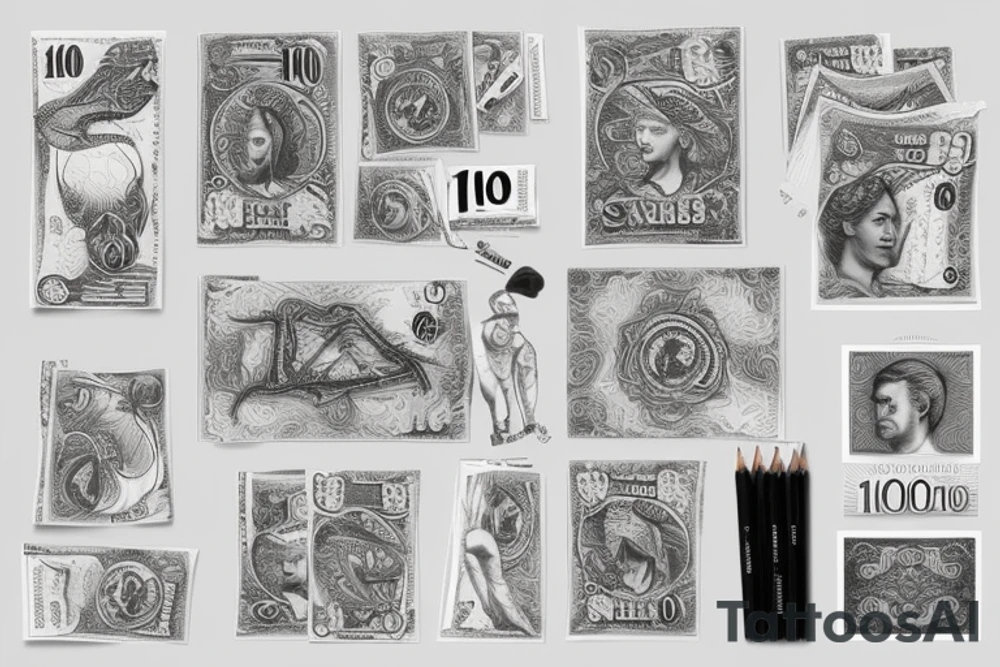 $100 note depicting zelenskiy tattoo idea