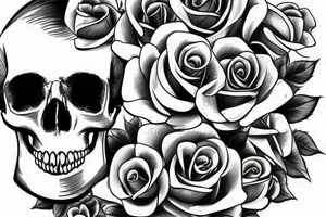 Cool skull whit roses tattoo idea