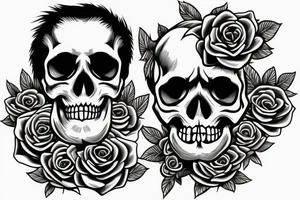Cool skull whit roses tattoo idea