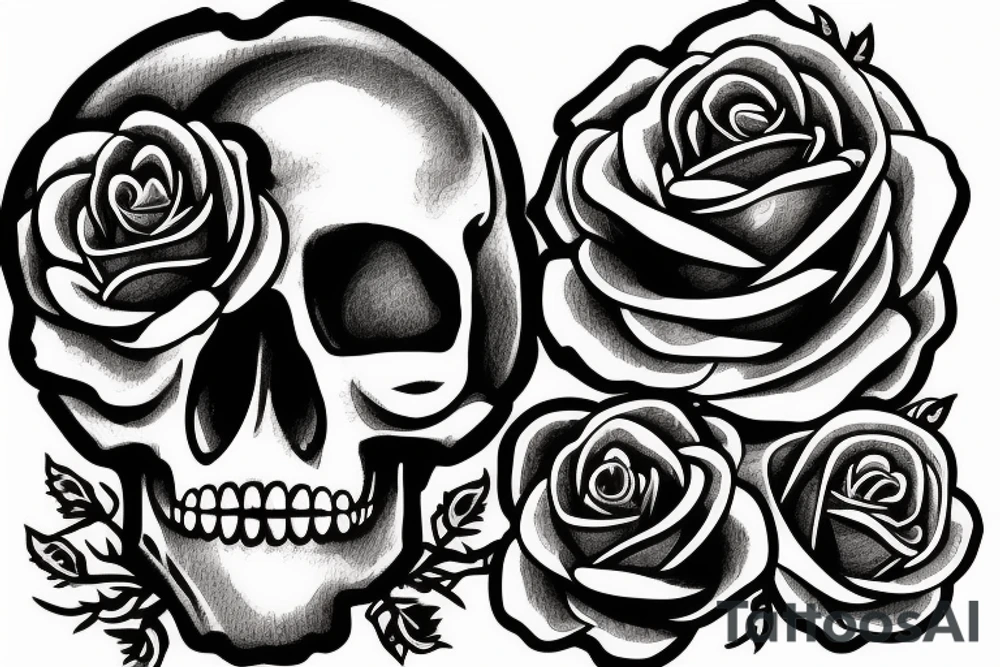 Cool skull whit roses tattoo idea