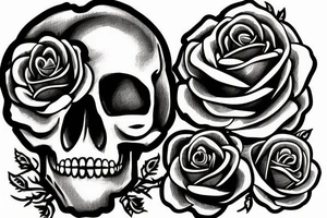 Cool skull whit roses tattoo idea