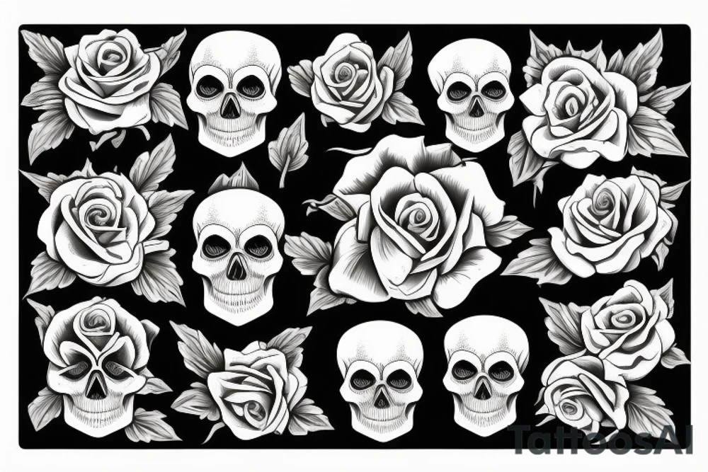 Cool skull whit roses tattoo idea