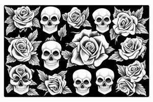 Cool skull whit roses tattoo idea
