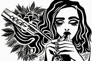 girl smoking weed from a bong tattoo idea