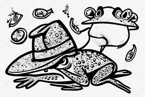 Frog whit hat sitting on a rock tattoo idea
