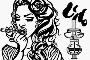 girl smoking weed from a bong tattoo idea