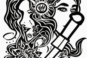 girl smoking weed from a bong tattoo idea