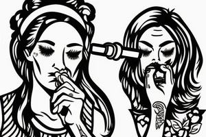 girl smoking weed from a bong tattoo idea
