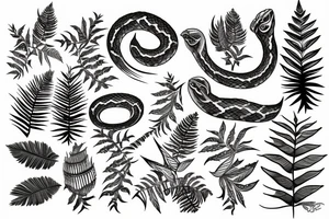 Snake surrounded by ferns tattoo idea