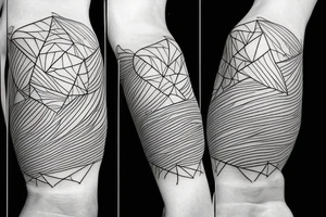 Dog walking with man into mountains tattoo idea