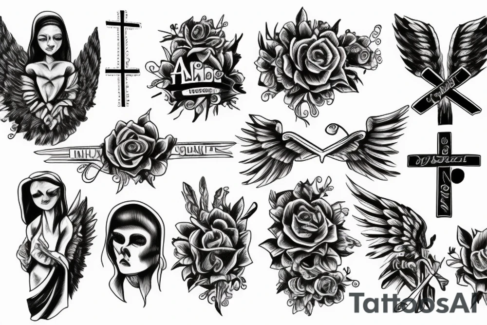 whole right hand, angel, cross, heaven, faith tattoo idea