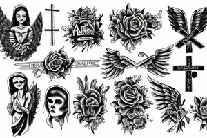 whole right hand, angel, cross, heaven, faith tattoo idea