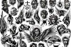 whole right hand, angel, cross, heaven, faith tattoo idea