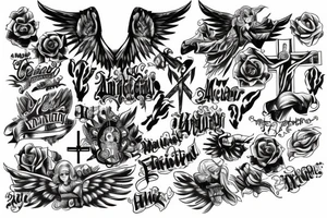 whole right hand, angel, cross tattoo idea