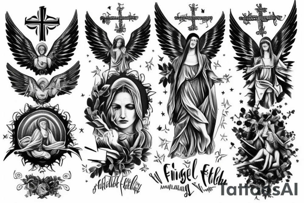 angel, cross, heaven, faith tattoo idea