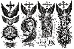 angel, cross, heaven, faith tattoo idea