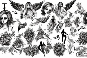 angel, cross, heaven, faith tattoo idea