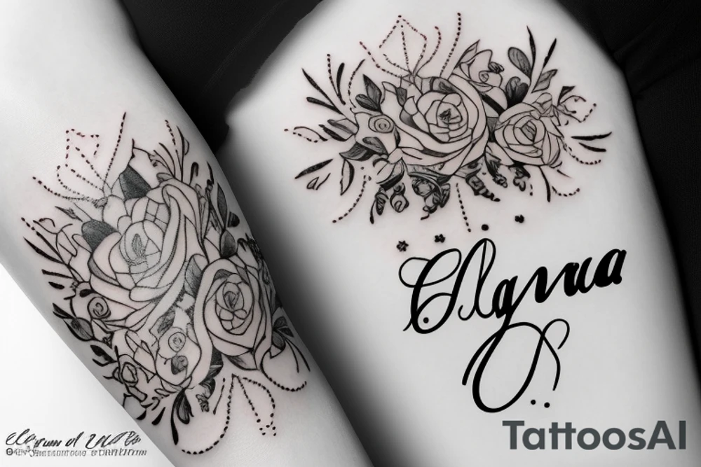 The name of a newborn "Elena" , with her birthdate (8.May 2022) for the arm tattoo idea