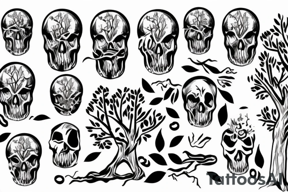 Trees with a skull tattoo idea