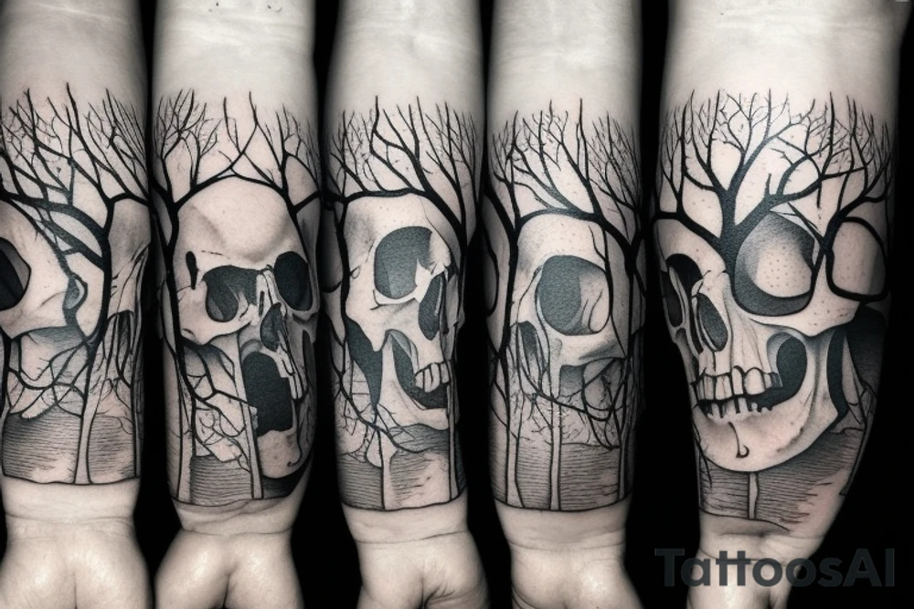 Trees with a skull tattoo idea