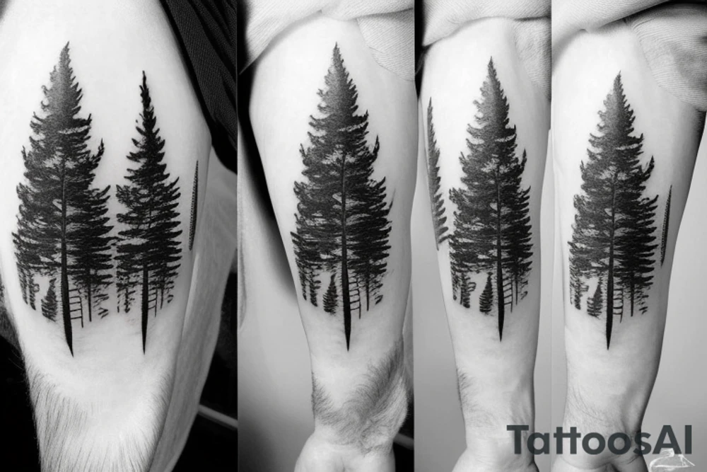Pine trees on fire tattoo idea