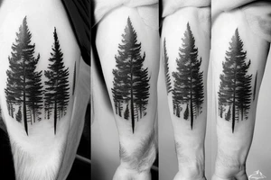 Pine trees on fire tattoo idea
