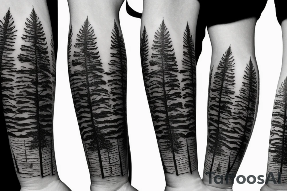 Pine trees on fire tattoo idea
