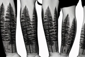 Pine trees on fire tattoo idea