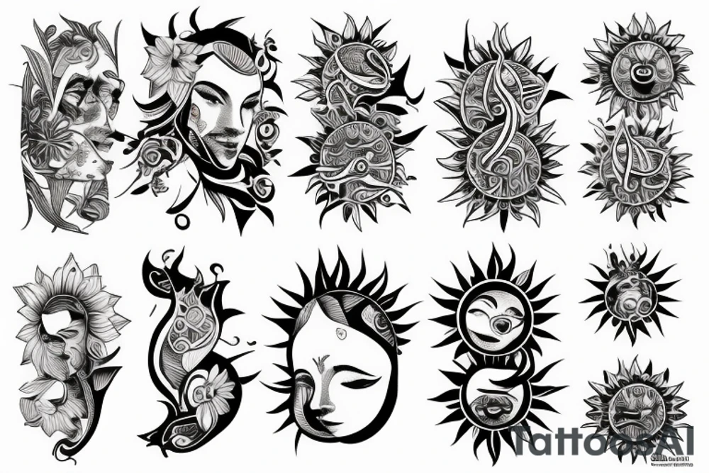 Lotus and sun tattoo idea
