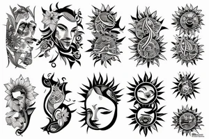 Lotus and sun tattoo idea
