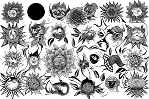 Lotus and sun tattoo idea