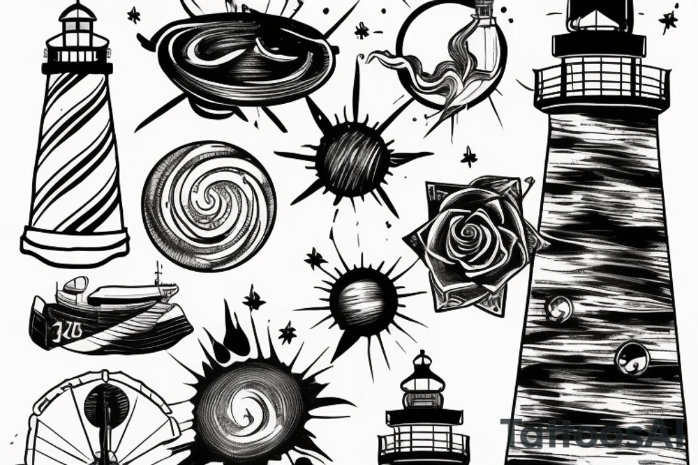 a lighthouse in space tattoo idea