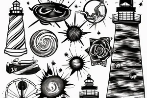 a lighthouse in space tattoo idea