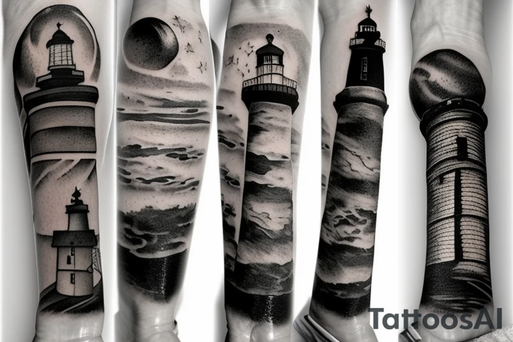 a lighthouse in space tattoo idea