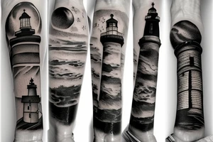 a lighthouse in space tattoo idea