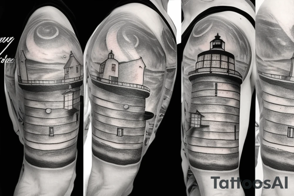 a lighthouse in space tattoo idea