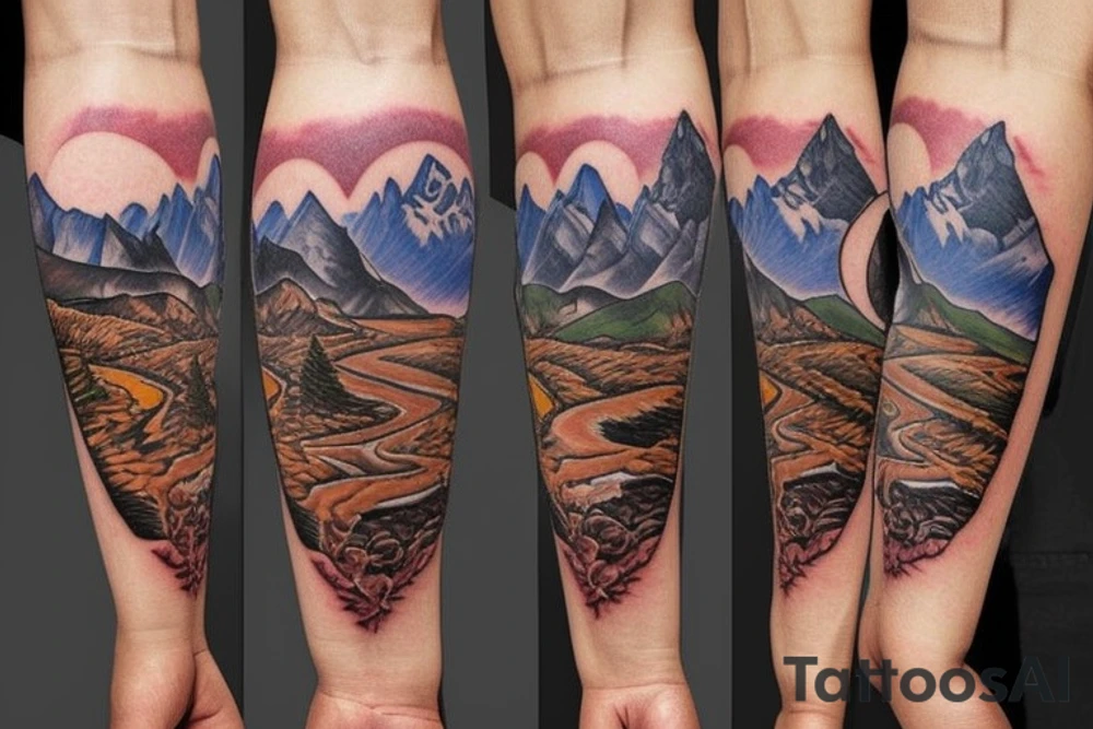 Alberta mountains with hyrule sword tattoo idea