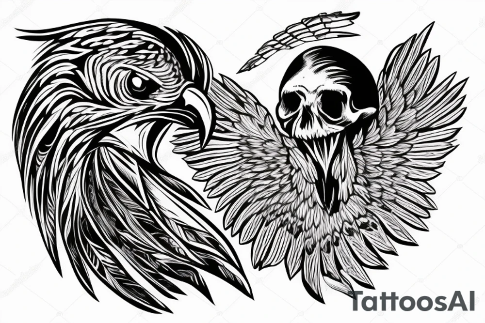 an eagle sitting on a skull tattoo idea