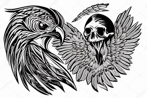 an eagle sitting on a skull tattoo idea