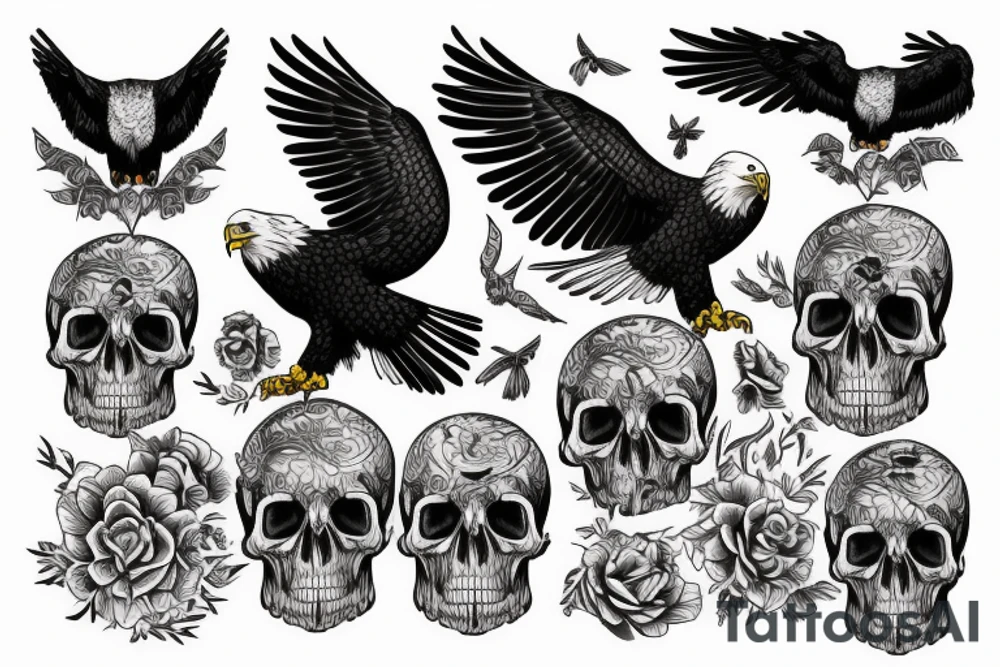 an eagle sitting on a skull tattoo idea