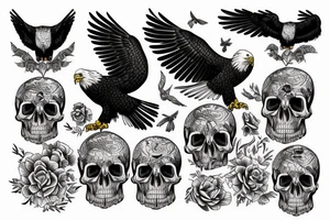 an eagle sitting on a skull tattoo idea