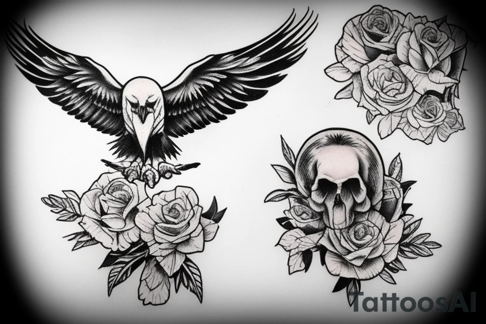 an eagle sitting on a skull tattoo idea