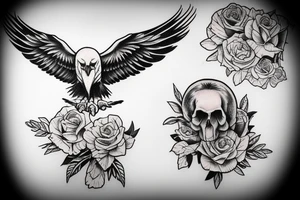 an eagle sitting on a skull tattoo idea