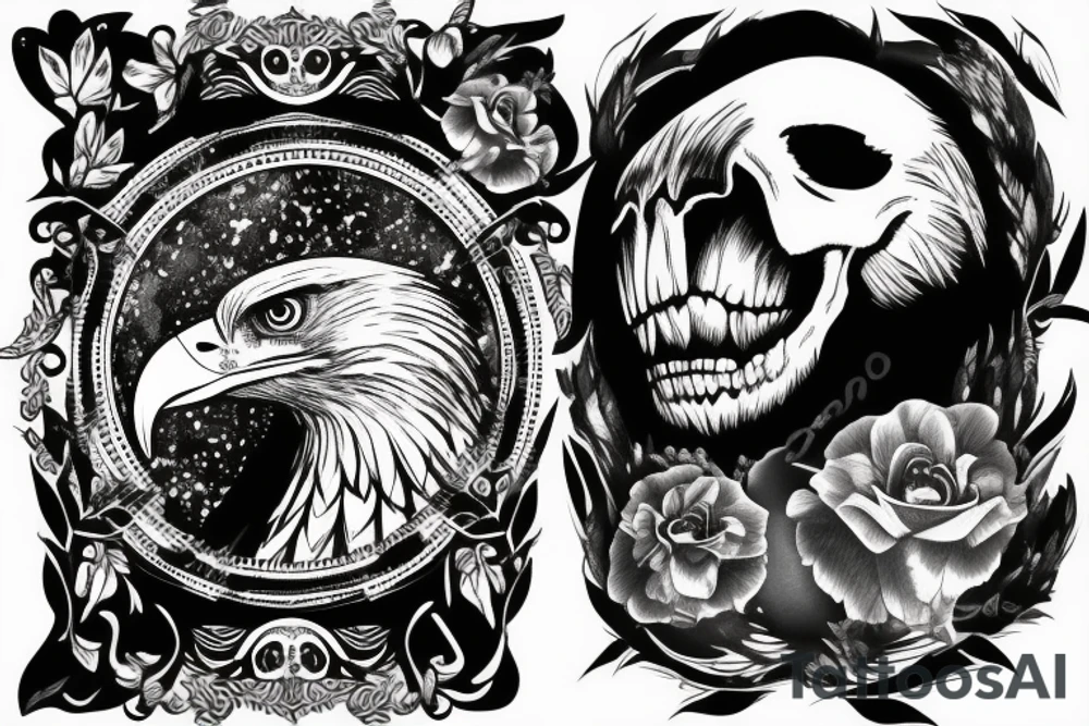 an eagle sitting on a skull tattoo idea