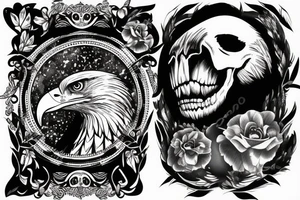 an eagle sitting on a skull tattoo idea