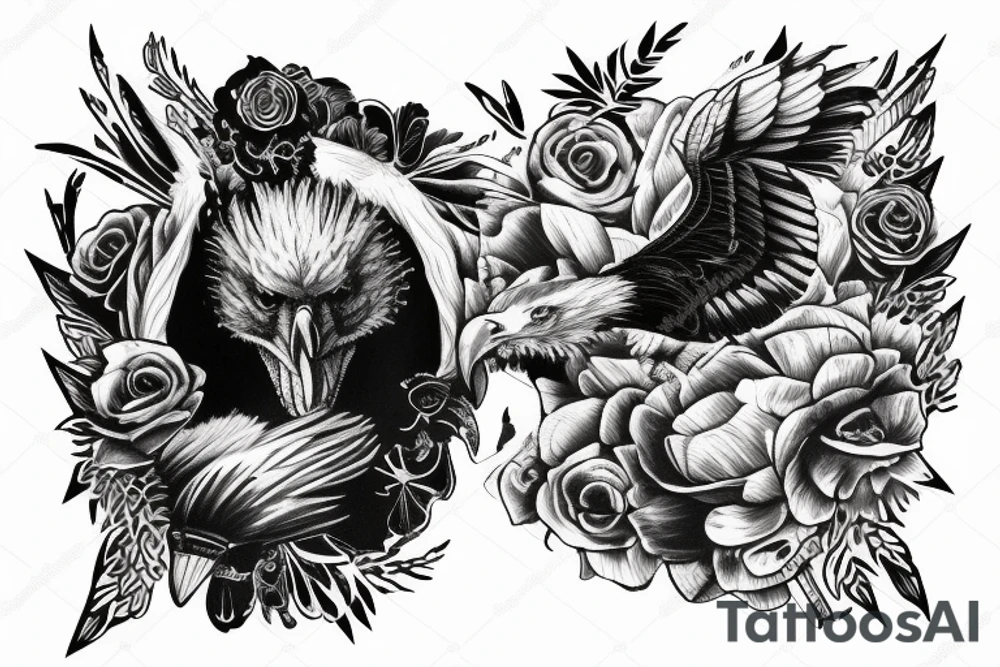 an eagle sitting on a skull tattoo idea