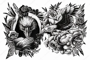 an eagle sitting on a skull tattoo idea